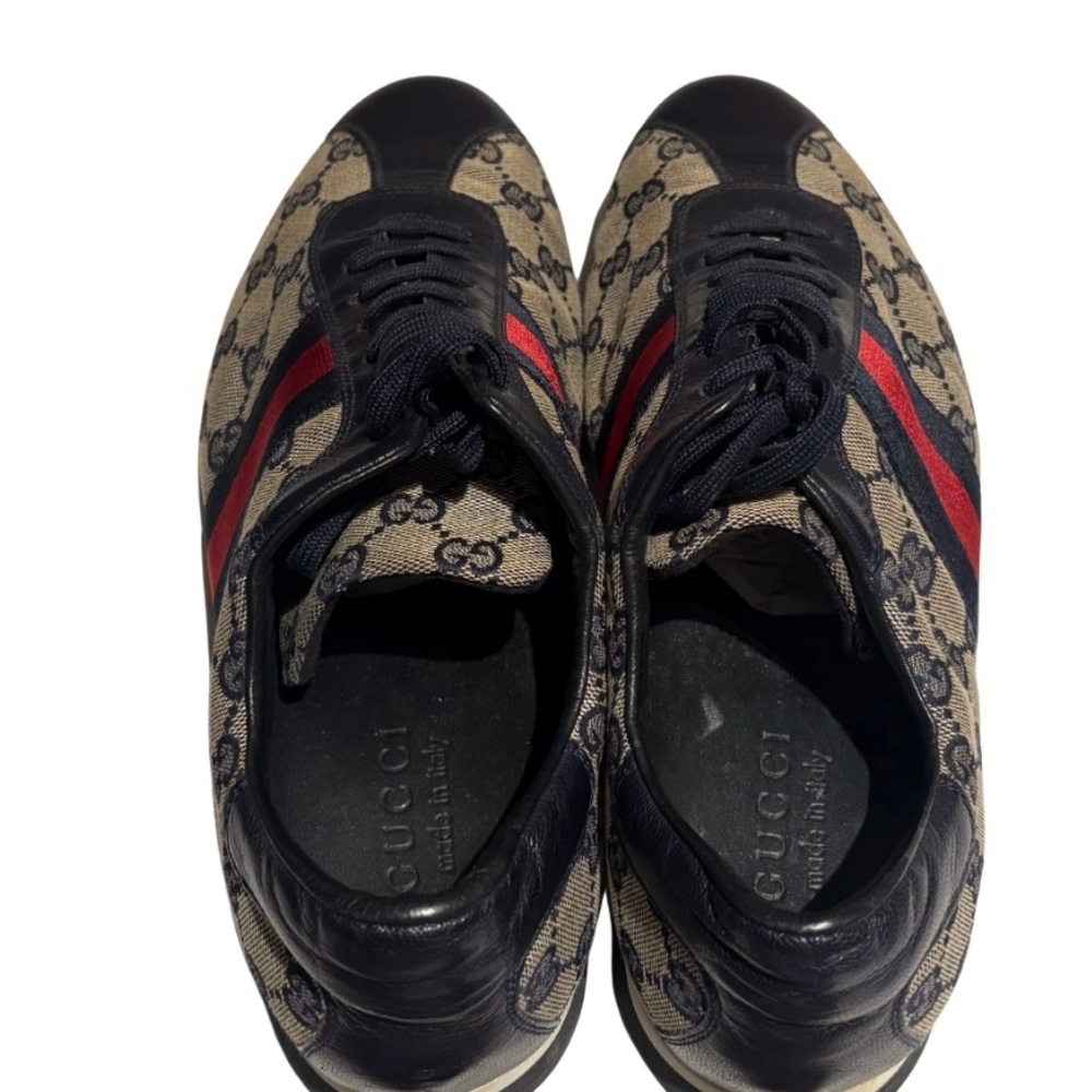 Gucci Men's Beige and Black Patterned Sneakers